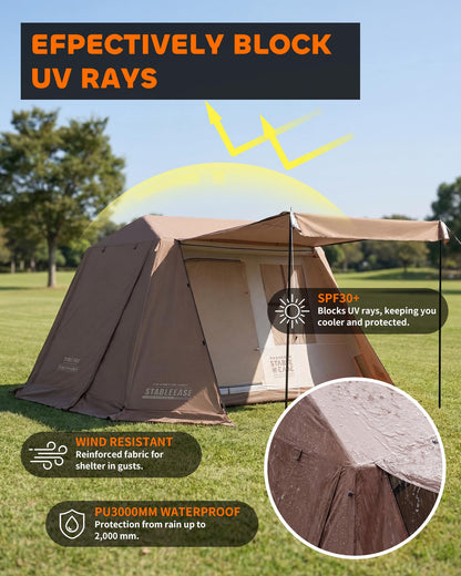 Inflatable Camping Tent for 5-8 Person, Oxford Waterproof Blow Up Air Tent with Skylight & Mesh Windows, Quick Setup with Hand Pump, Carrying Bag, 4 Season UV Protection for Outdoor Glamping Family