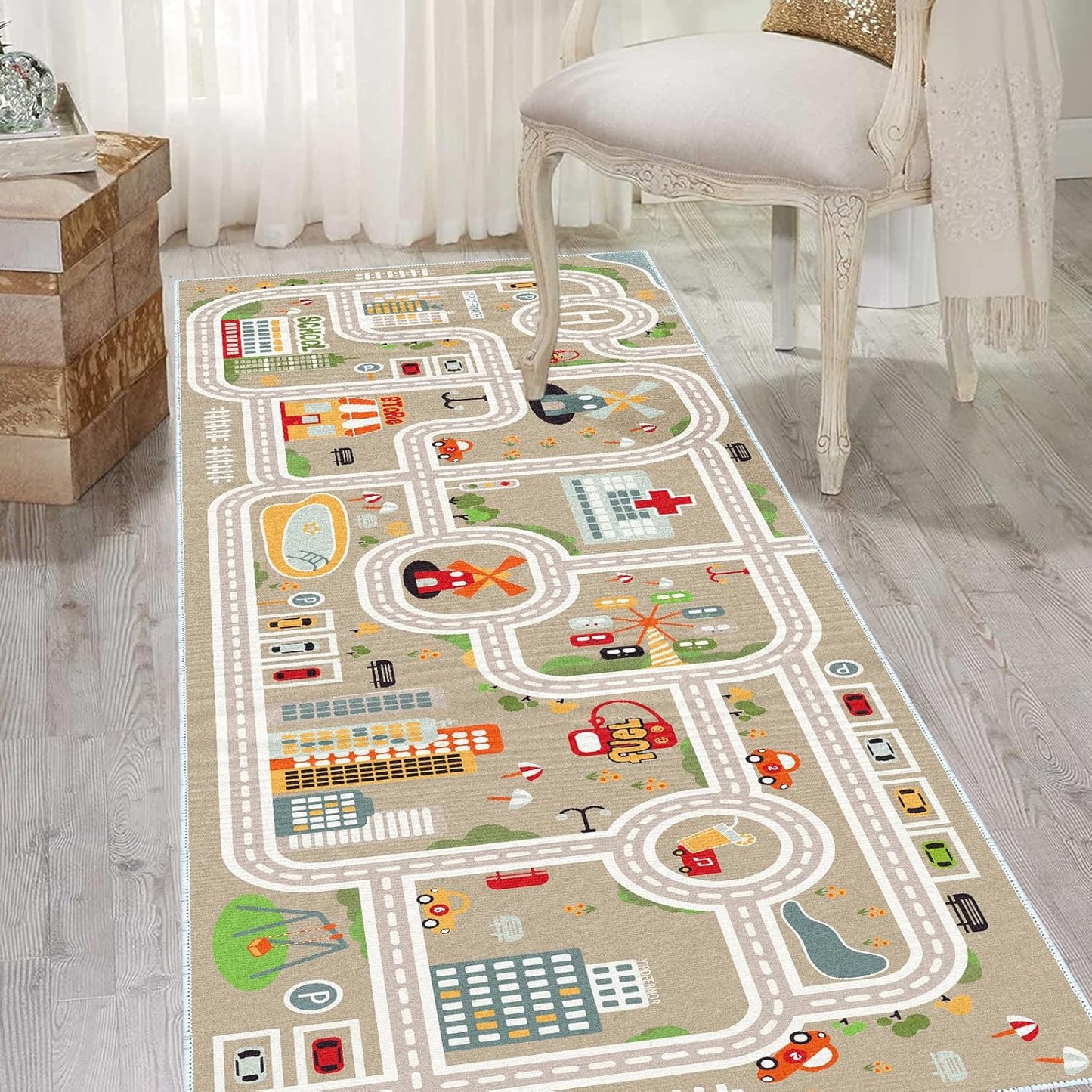 XRYZHC 2' 4' 2' 4') Kids Car Train Rug, x Boys Play Carpet, Floor Mat Playmat for Playroom Bedroom Kids Toddler RoomNon