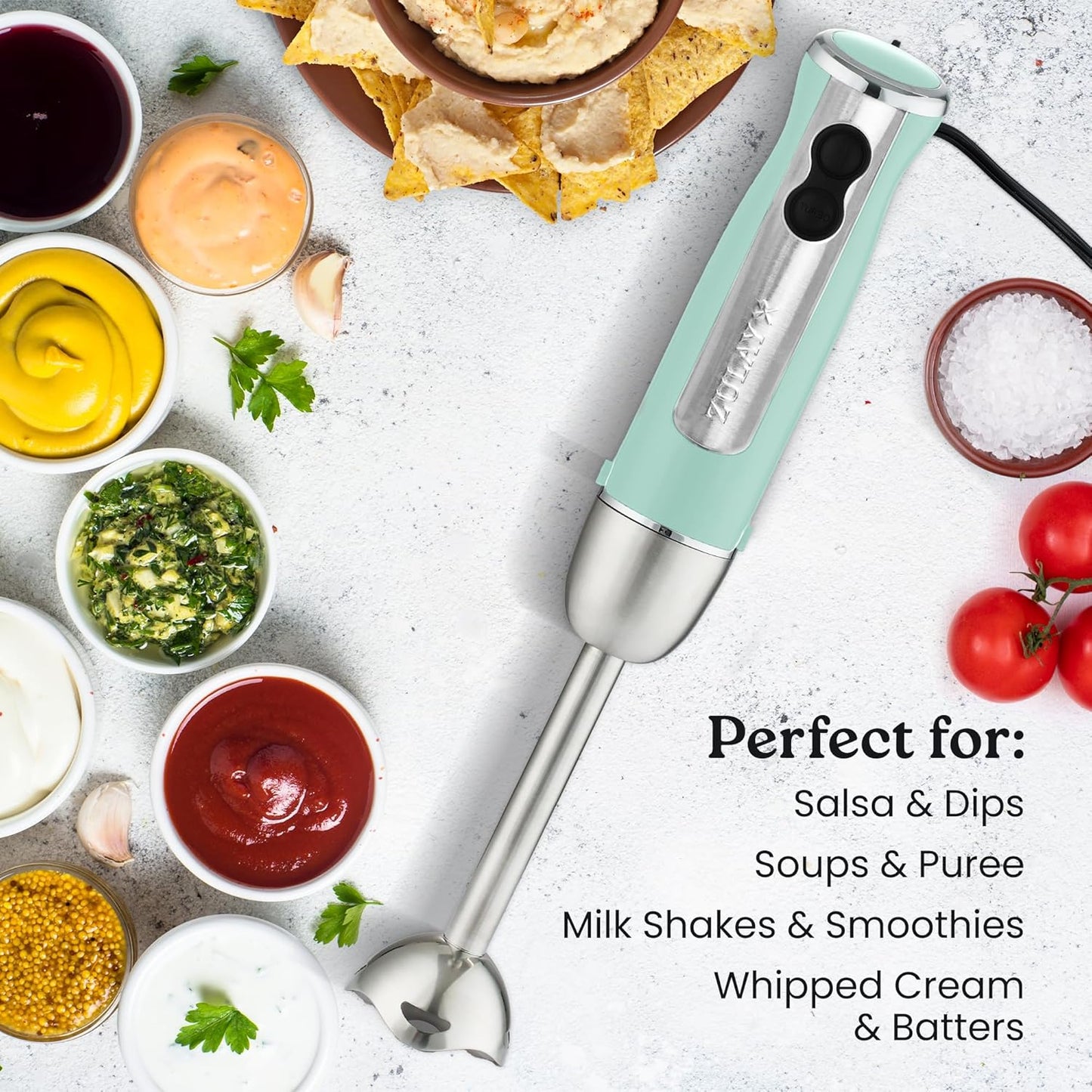 Zulay Immersion Blender Handheld, 800 Watt with High Power Turbo Mode, Stick Blender for Smoothies & Soup