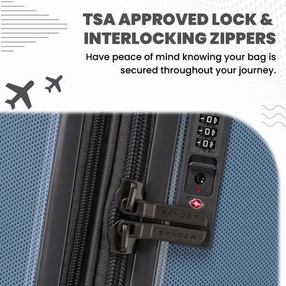 Spyder Rails Expandable Hardside Upright Suitcase with 360° Spinner Wheels, TSA Approved Lock (Denim, 3-Piece Set)