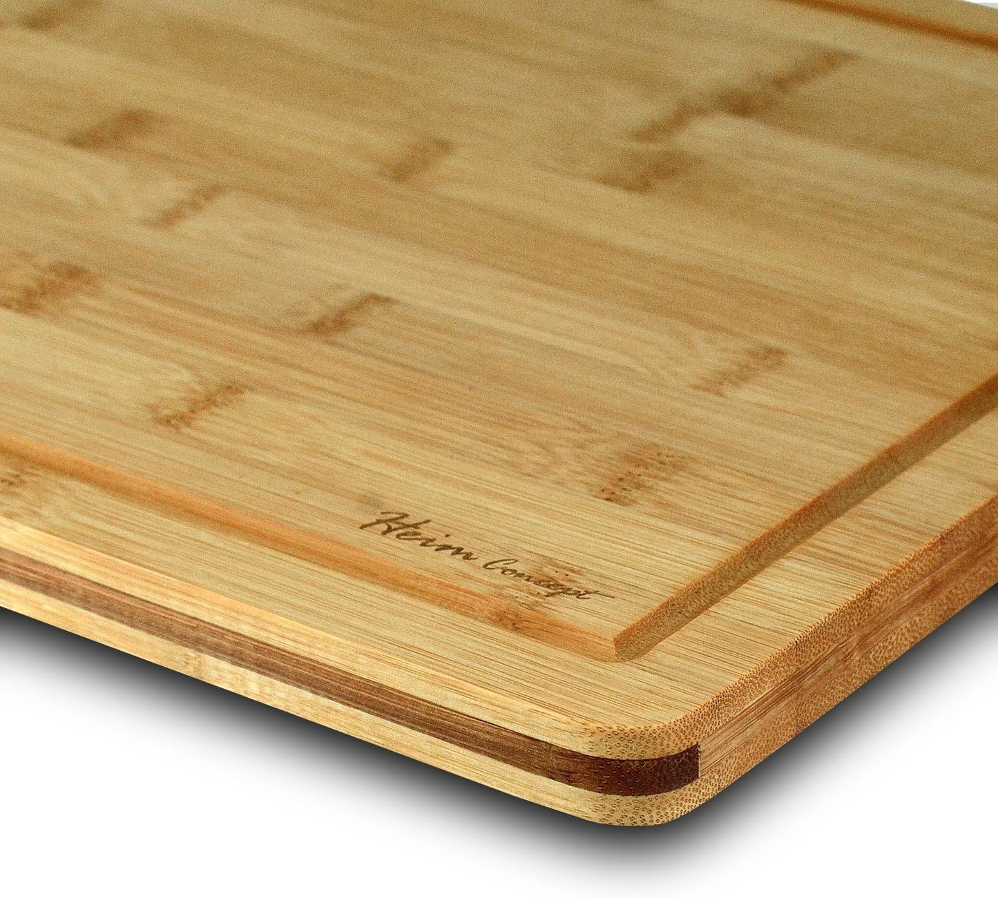 Heim Concept Organic Bamboo Cutting Boards, Extra Large Chopping Board with Juicy Groove, 18x12x3/4