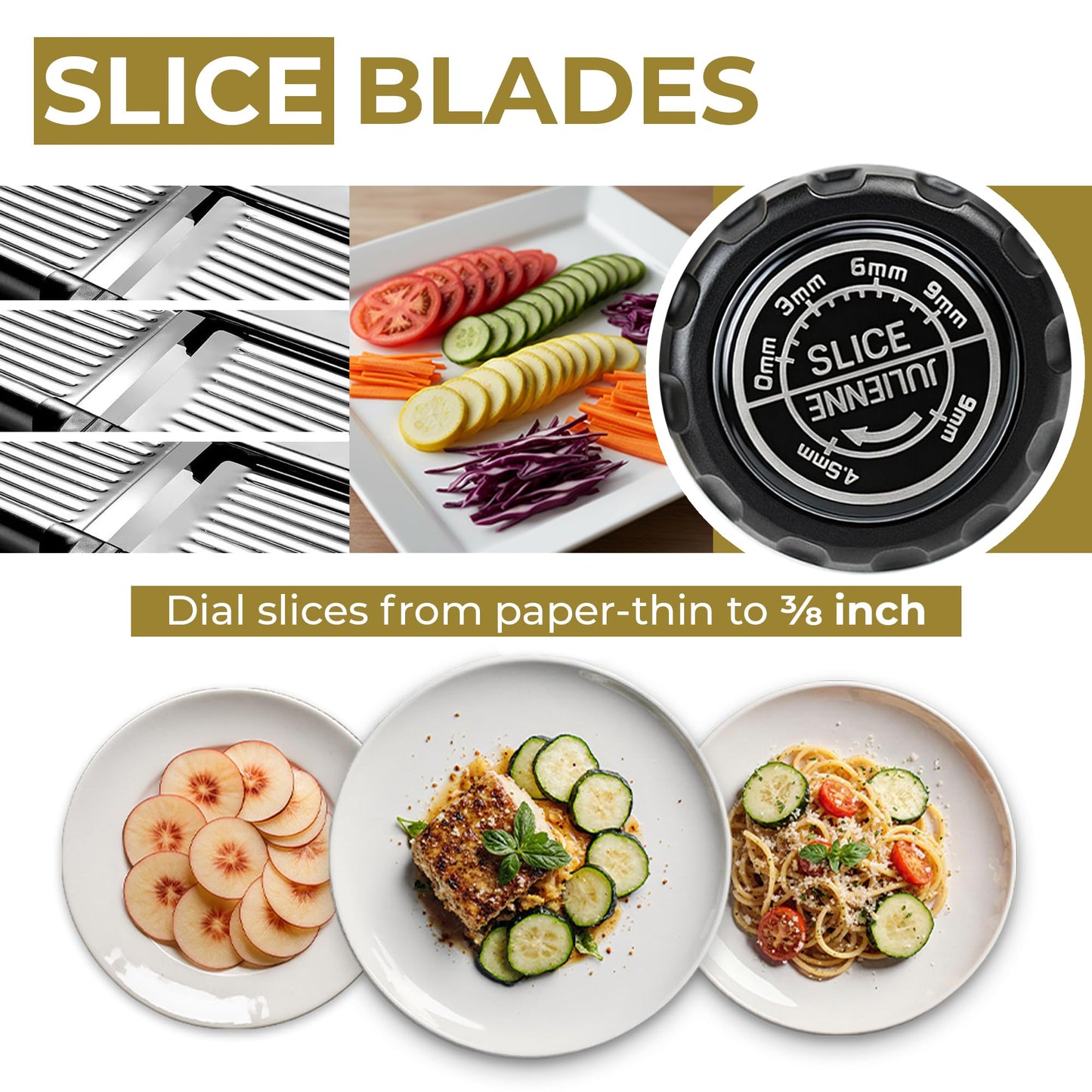 Gramercy Adjustable Mandoline Food Slicer, Mandoline Slicer for Kitchen, Mandolin, Potato, Tomato, Carrot, Vegetable, Fruit and Onion Cutter - Stainless Steel - INCLUDING 1 Pair Cut-Resistant Gloves