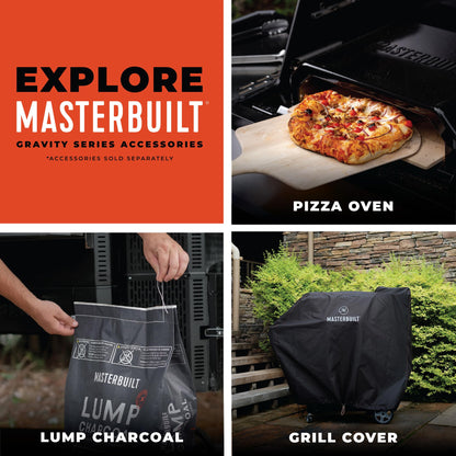 Masterbuilt® Gravity Series® 800 Smoker Grill - Charcoal Grill plus Griddle Insert, Digital Control, App Connectivity, 800 Cooking Square Inches in Black, Model MB20040221
