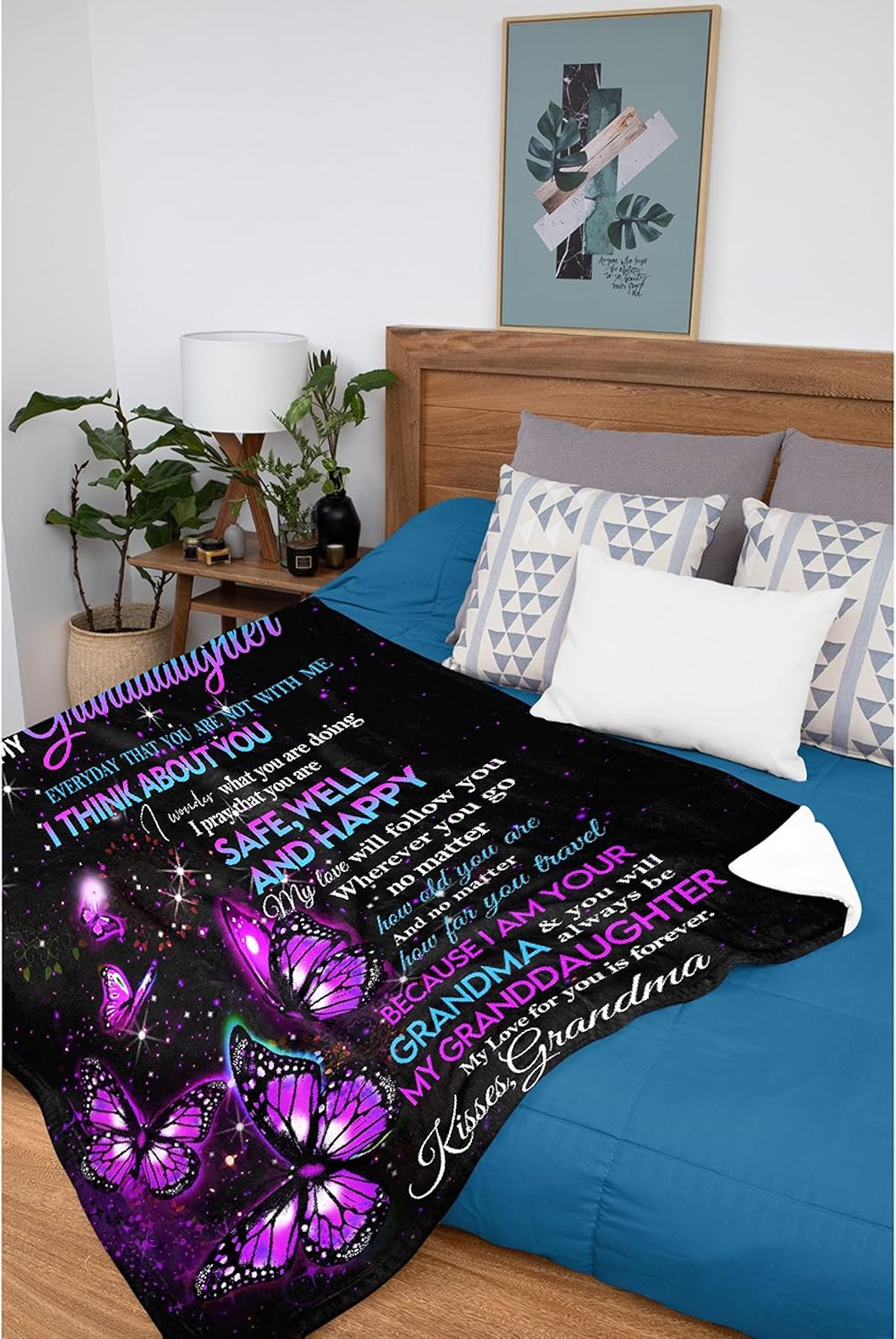 Vajrapani Butterfly Blanket - Gift to Granddaughter from Grandma, Soft Flannel Throw, Lightweight and Warm, 50"x40" for