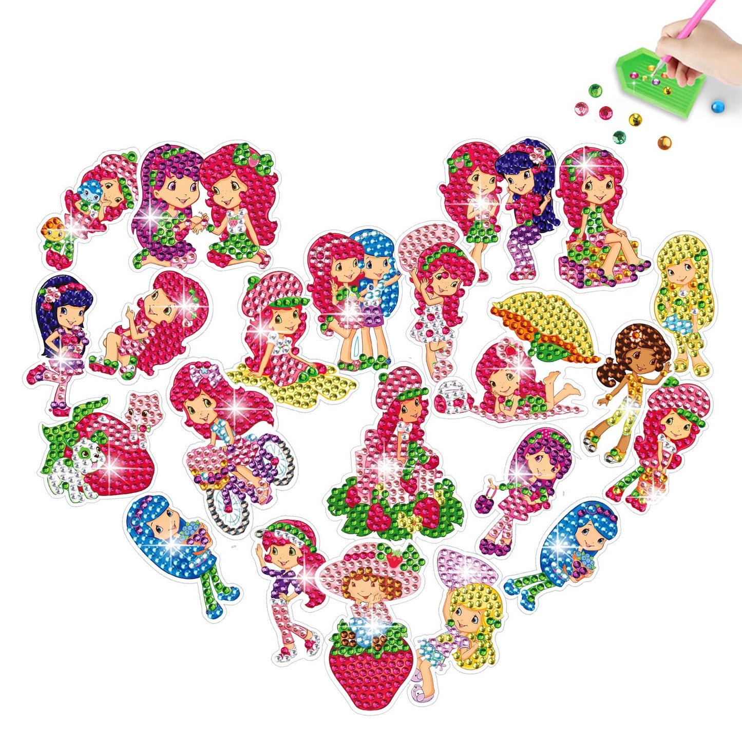 FLYSONG Diamond Art Kits for Kids Adults,DIY Cartoon Princess 22 Pcs Creative Diamond Art Stickers - Gem Painting Craft Mosaic Stickers by Number Kits (Cartoon Princess)