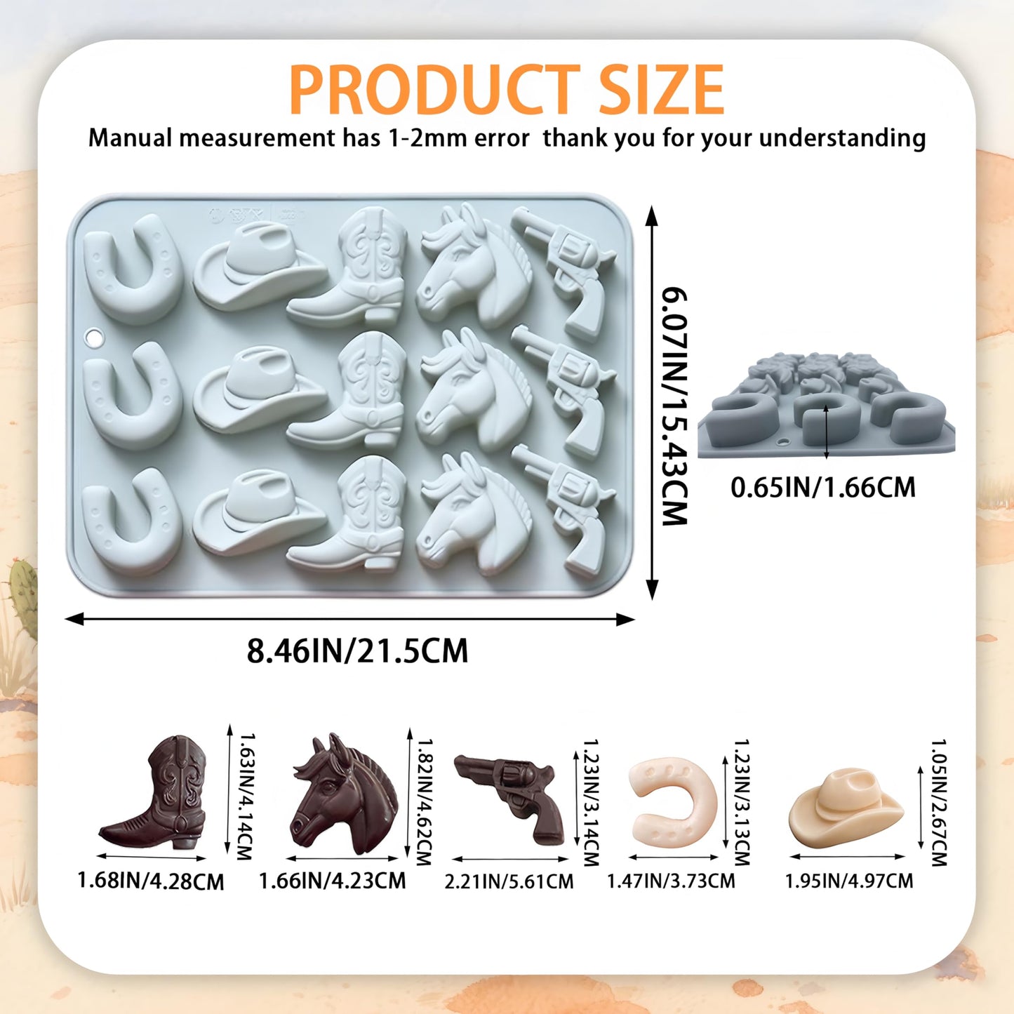 Cowboy Chocolate Molds,2PCS Cowboy Silicone Mold,Cowboys Hat Boot Horse Saddle Shape Candy Molds,Western Themed Party Baking Moulds Jello Ice Cube Candle Mold for Cupcake Cakesicle Decorations