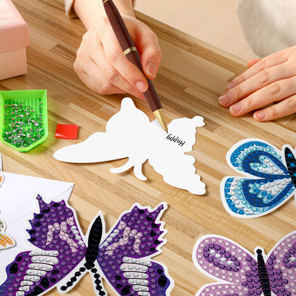 Saillong 12 Pack Butterfly Diamond Painting Greeting Card Kits Spring Diamond Art Cards with Envelopes Flower Butterflies Shaped 5D Rhinestones Painting Kit for Adults DIY Crafts Friend Birthday Gifts
