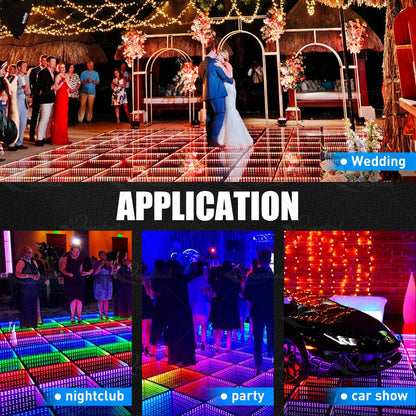 MOKA SFX Infinity Led Dance Floor Panels Mirror 3D Effect Magnetic Connect 8x8ft 25PCS/LOT
