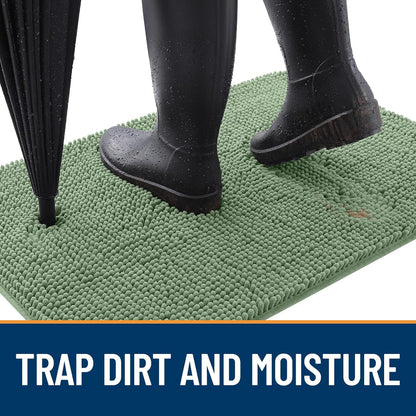 OLANLY Dog Door Mat - Absorbent Non-Slip Washable Doormat for Muddy Paws | 70x24, Olive Green