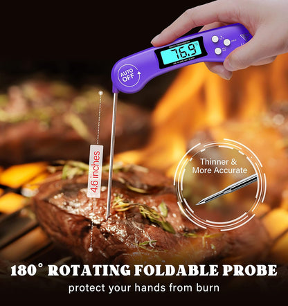 DOQAUS Digital Meat Thermometer, Instant Read Kitchen Probe with Backlit Display for Cooking, BBQ, Baking