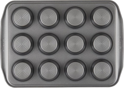 Circulon Nonstick 12-Cup Muffin Tin, Gray Steel Bakeware