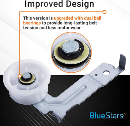 BlueStars DC93-00634A Dryer Idler Pulley with Clip, Exact Fit for Samsung Dryers, Replaces DC96-00882B, 2 Pack