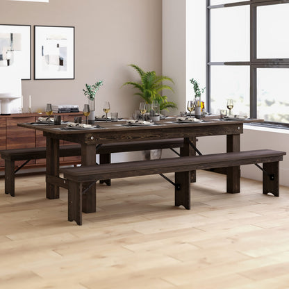 Taylor & Logan Ingles 8' x 40" Rectangular Antique Rustic Mahogany Solid Pine Folding Farm Table