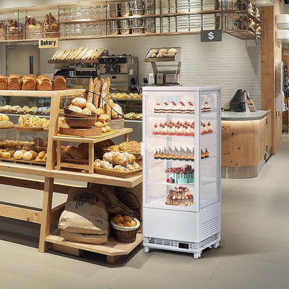 ActiveTrail Countertop Refrigerator 3.5 Cu.ft, Commercial Pastry Display Case with LED, Frost-Free Air Cooling, Lockable Glass Door Fridge for Bakery, Cafe, Restaurant