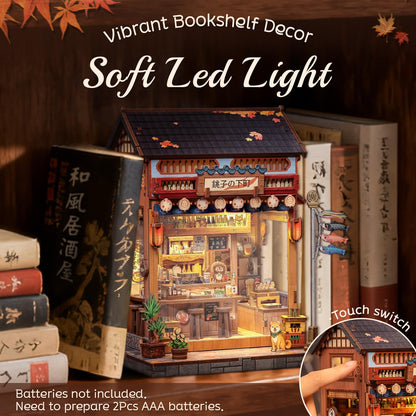 Cutefun Book Nook Kit - DIY Miniature Dollhouse Kit for Adults, Teens and Beginners, Japanese Booknook Tiny House Bookshelf Decor 3D Wooden Puzzles, Gifts for Friends and Family (Japanese Izakaya)