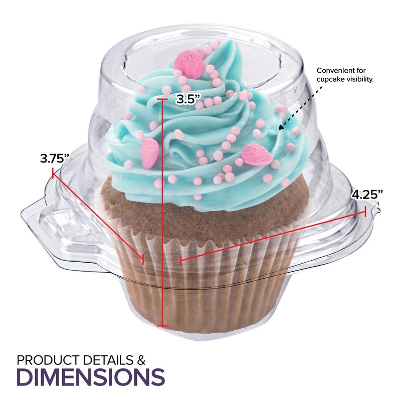 Stock Your Home Individual Plastic Cupcake Containers Disposable with Connected Airtight Dome Lid (200 Count) Clear Single Cupcake Container, BPA Free