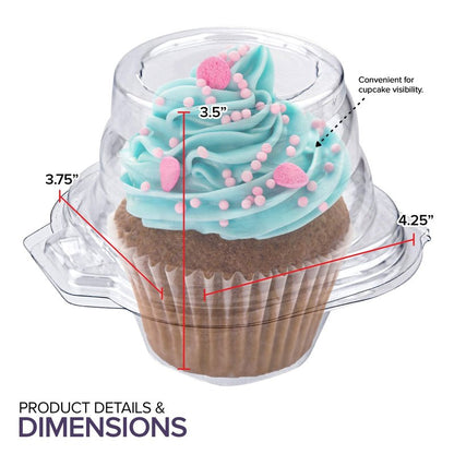 Stock Your Home Individual Plastic Cupcake Containers Disposable with Connected Airtight Dome Lid (200 Count) Clear Single Cupcake Container, BPA Free