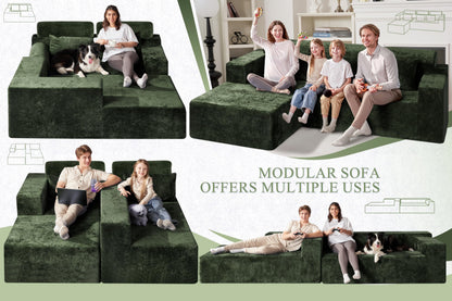 HABUTWAY 105" L-Shape Modular Sectional Sofa Couch for Living Room,No Assembly Required,Modular Comfy Sofa with Deep Seat for Living Room Bedroom,Luxury Distressed Velvet(Left,Green)