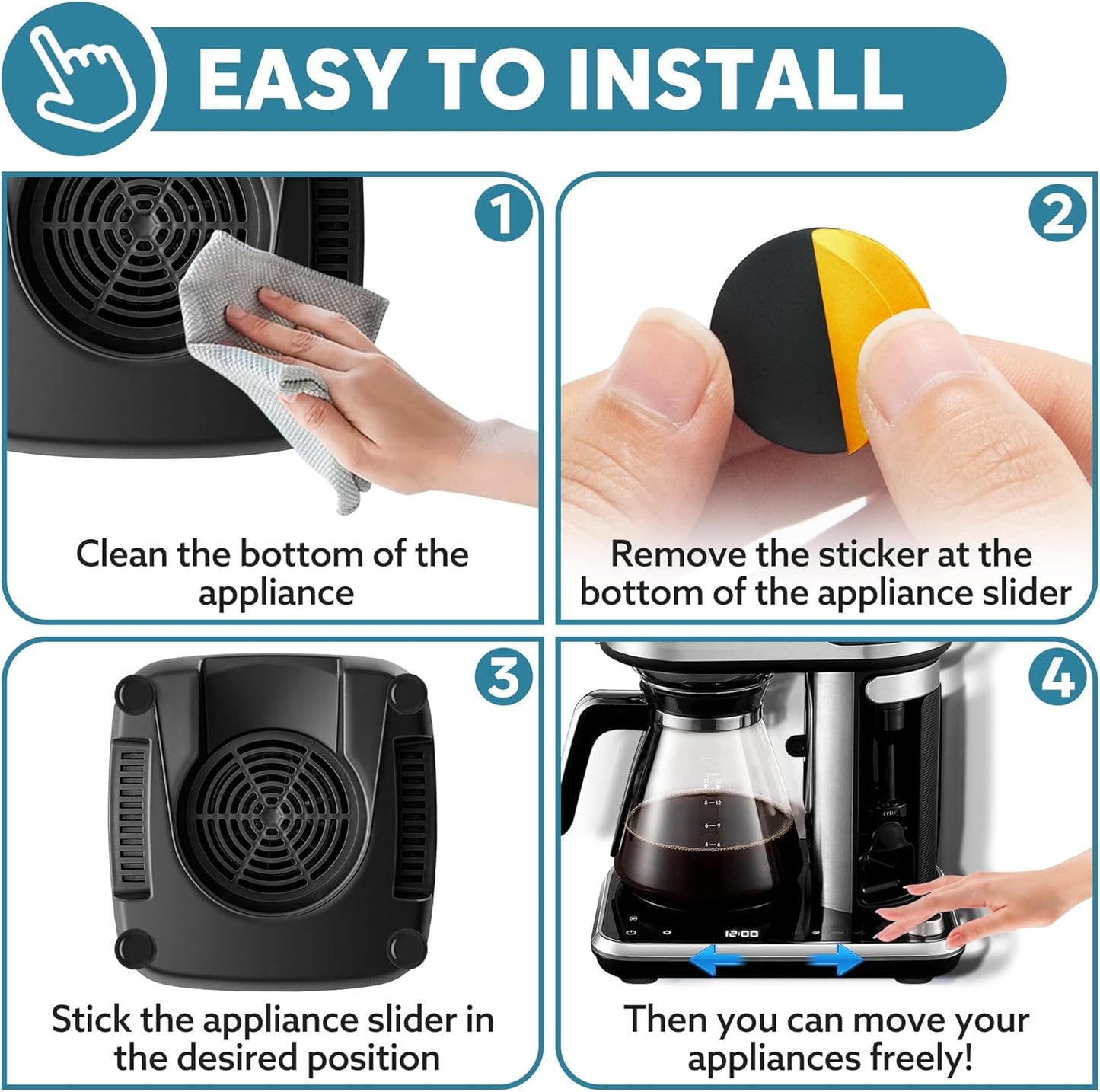 Appliance Sliders for Kitchen: 24 PCS Self-Adhesive Accessories for Easy Moving & Space Saving Kitchen Gadgets