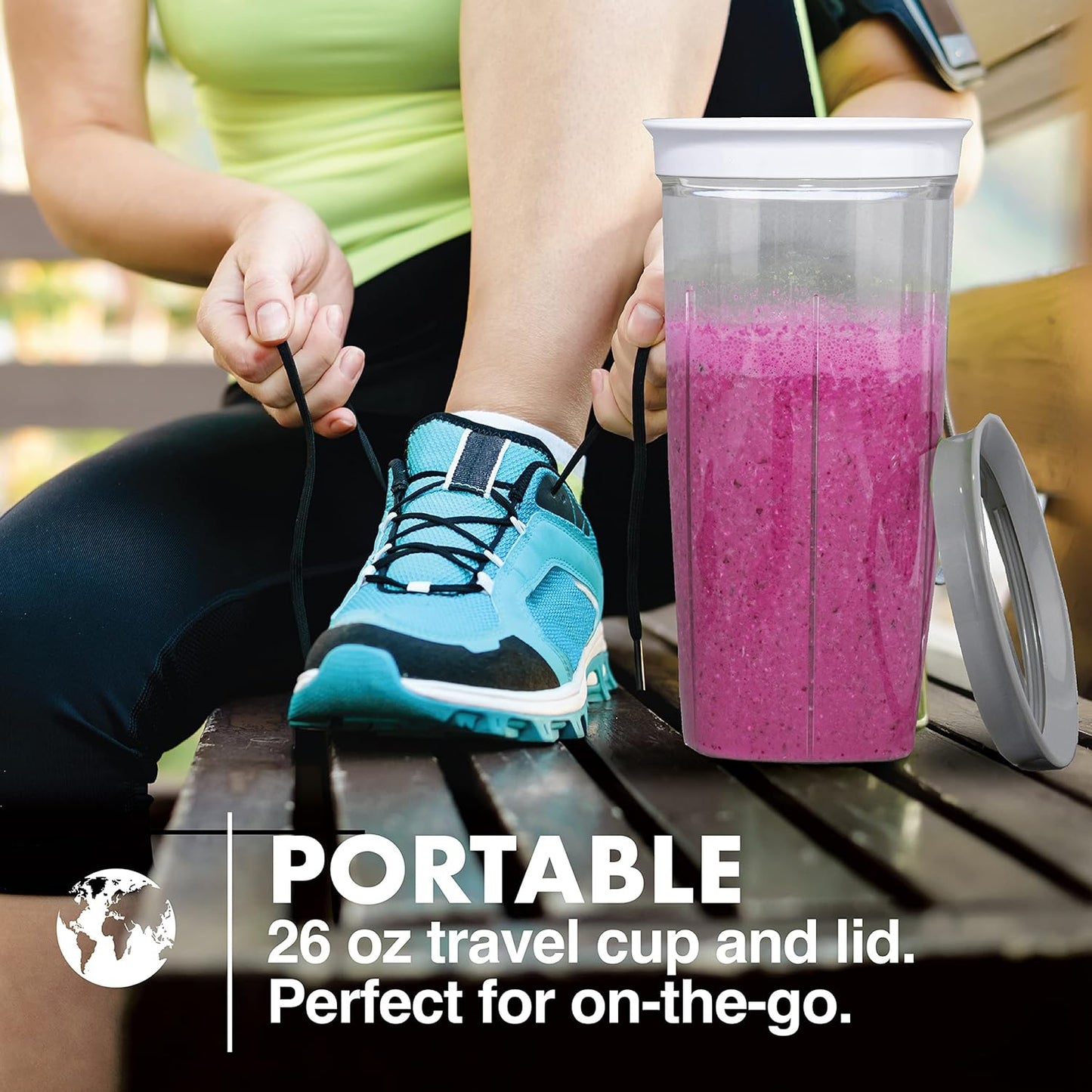 Bionic Blade Personal-Sized Blender 26 oz., BPA-Free, Rechargeable, 18,000 RPM Portable Blender for Shakes and Smoothies