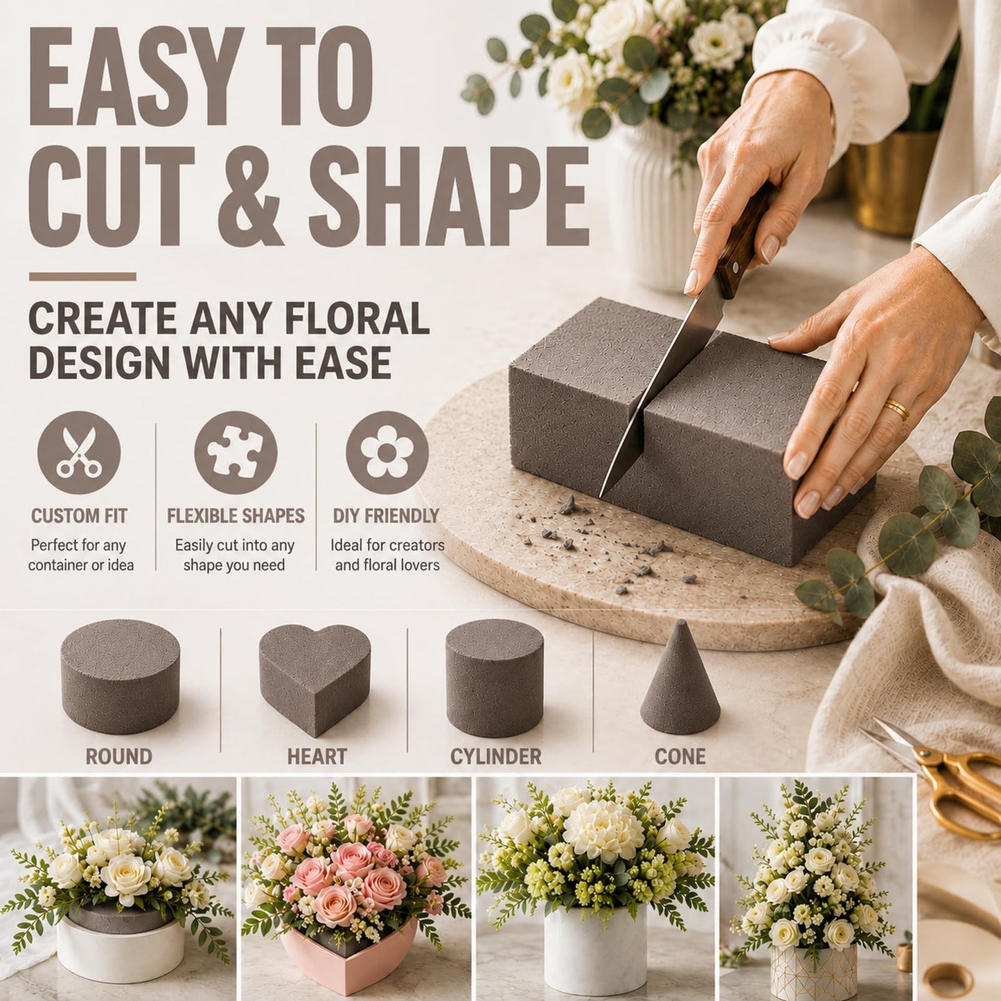 30 Pack Floral Foam Blocks for Fresh and Artificial Flowers – Grey Wet Foam for Flower Arrangements, Florist Foam for Centerpieces, Bouquets, Crafts, DIY Cutting (Grey)