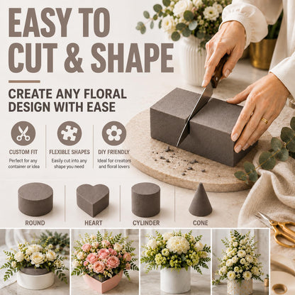 30 Pack Floral Foam Blocks for Fresh and Artificial Flowers – Grey Wet Foam for Flower Arrangements, Florist Foam for Centerpieces, Bouquets, Crafts, DIY Cutting (Grey)