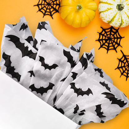 Hi Sasara 100 Black Bat Halloween Tissue Paper, 14 x 20 inch, Perfect for Gift Bags and Party Decorations