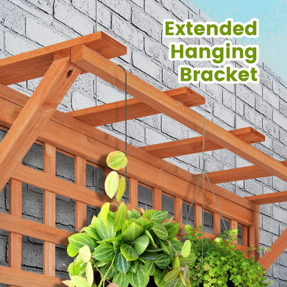 HAPPYGRILL 2 Pcs Raised Garden Bed, 72.5" Garden Planter with Trellis, Drainage Holes, Freestanding Garden Planter for Vine Climbing Plants, Wooden Planter Box for Yard Balcony