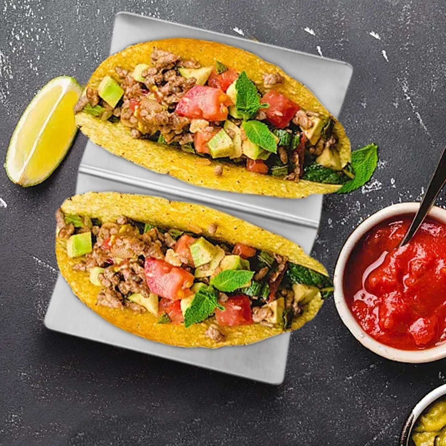 Taco Holder Set of 4 Stainless Steel Taco Holder Each Metal Taco Stands for 2 Tacos, Dishwasher Microwave Safe (Set of 4)