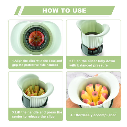 Apple Slicer, Heavy Duty Apple Corer and Slicer with Comfort Handles, 8-Slice Large Apple Slicer for Up to 3.8" Apples, with Extra Tomato & Fruit Cutting Blades
