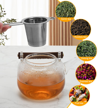 2pcs Tea Infuser, Stainless Steel Tea Strainer Fine Mesh Tea Diffuser with Double Long Handles Loose Leaf Tea Steeper for Mugs Cups Teapots (Silver)