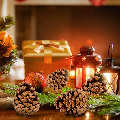 24PCS Christmas Natural Pine Cones,Rustic Pinecones with String for Crafts & Decorating Winter Xmax Holidays Vase and Table Bowl Fillers(Dia. 1.57-1.96 Inches)
