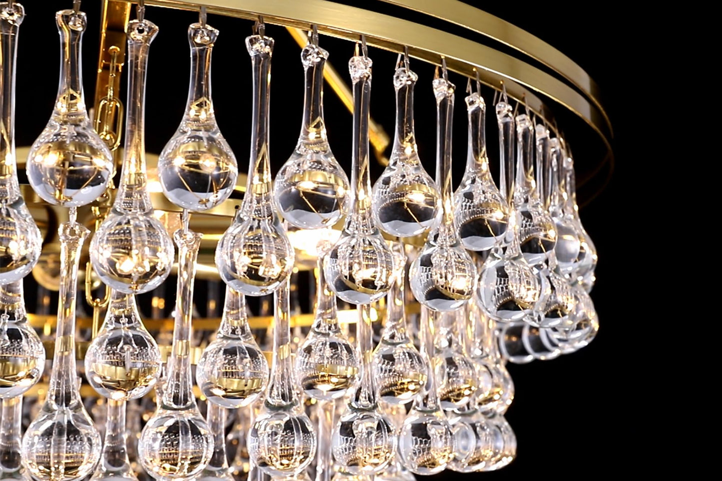 TOCHIC Modern Crystal Chandelier for Dining Room, 24 inch Gold Chandeliers Light Fixtures High Ceiling Crystal Pendant Lighting for Bedroom, Kitchen Island Light, Living Room Chandelier, 3 Tiers