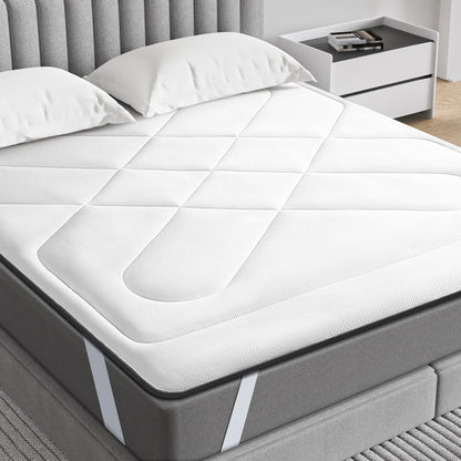Maxzzz Twin Mattress Pad, Cooling Memory Foam Twin Mattress Topper, Pillow Top Protector for 8-23'' Mattress, White