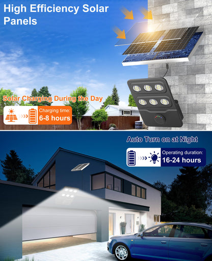 JAYNLT JX-10000W Solar Flood Lights Outdoor, 3000K/4000K/6500K Commercial Parking Lot Lights Dusk to Dawn,Motion Sensor Solar Powered Security Spot Lights, IP67 Waterproof, for Yard, Garage-2Pack