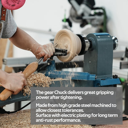 BMTURNING 4” Wood Lathe Self-Centering Chuck Set, Dovetail Jaws, Pin Jaws, Step Jaws, Wide Jaws, 5" Flat Jaws, Wood Screw, 1"x8TPI Thread, adaptor to 3/4"x16TPI, with Nickle electric Coating.