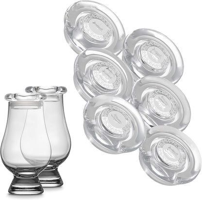 CairnCovers Glass Whiskey Glassware Lids - Glass Cap for Whisky Tasting Glasses by Cairn Craft (6 CairnCover Lids with