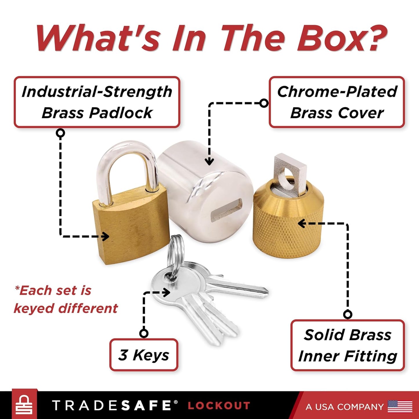 3/4-Inch 3 TRADESAFE Water Spigot Lock - Hose Bib Lock with Keyed Padlock, Fits Garden Hose Thread, Prevents Water