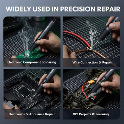 Electric Wire Stripping Machine & Cordless Soldering Iron Kit, 0.06"-0.67" Cable Stripper with 6 Channels 5 Blades & 35W All-Copper Motor, Rechargeable Soldering Pen 7S Fast Heating with LED Light & 3