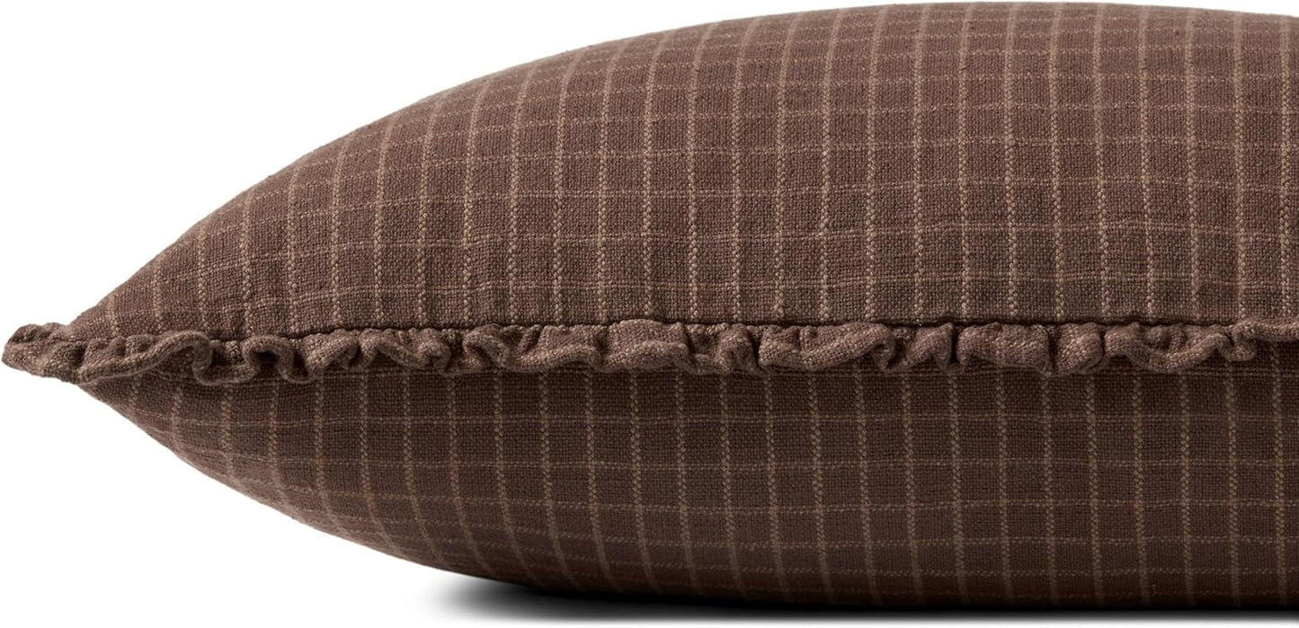 Loloi Dinah Pillow Cover Only, 16x26, Chocolate/Latte