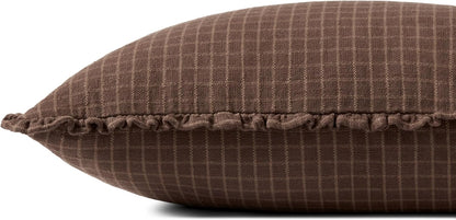 Loloi Dinah Pillow Cover Only, 16x26, Chocolate/Latte