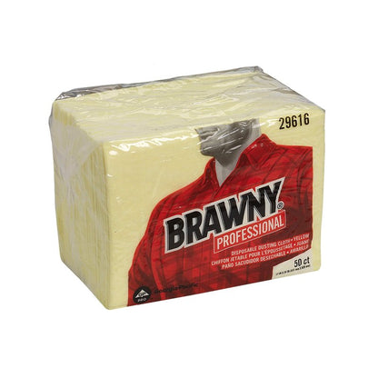 Georgia-Pacific Brawny Yellow 1/8 Fold Disposable Dusting Cloth by GP PRO, 24" Length x 17" Width, 29616 (Case of 4 Packs, 50 Cloths per Pack)