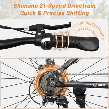 Ecarpat Folding Mountain Bike- 26 Inch Bikes for Adults, 21 Speed Full Suspension Foldable Bike for Men or Womens Bike Riders, High Carbon Steel Frame Dual Disc Brake MTB for Trek and Commuter