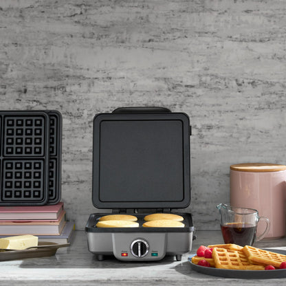 Cuisinart Belgian Waffle Maker with Pancake, Nonstick Plates, 6 Browning Levels, Ready Indicator Lights, Temperature Control, Deep Waffle Pockets, Brushed Stainless, WAF-300NAS