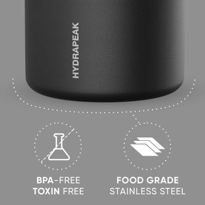 Hydrapeak 25oz Stainless Steel Vacuum Insulated Food Jar for Hot Food and Cold Food, Wide Mouth Leak-Proof Soup Jar for Adults, 10 Hours Hot and 16 Hours Cold (Black)