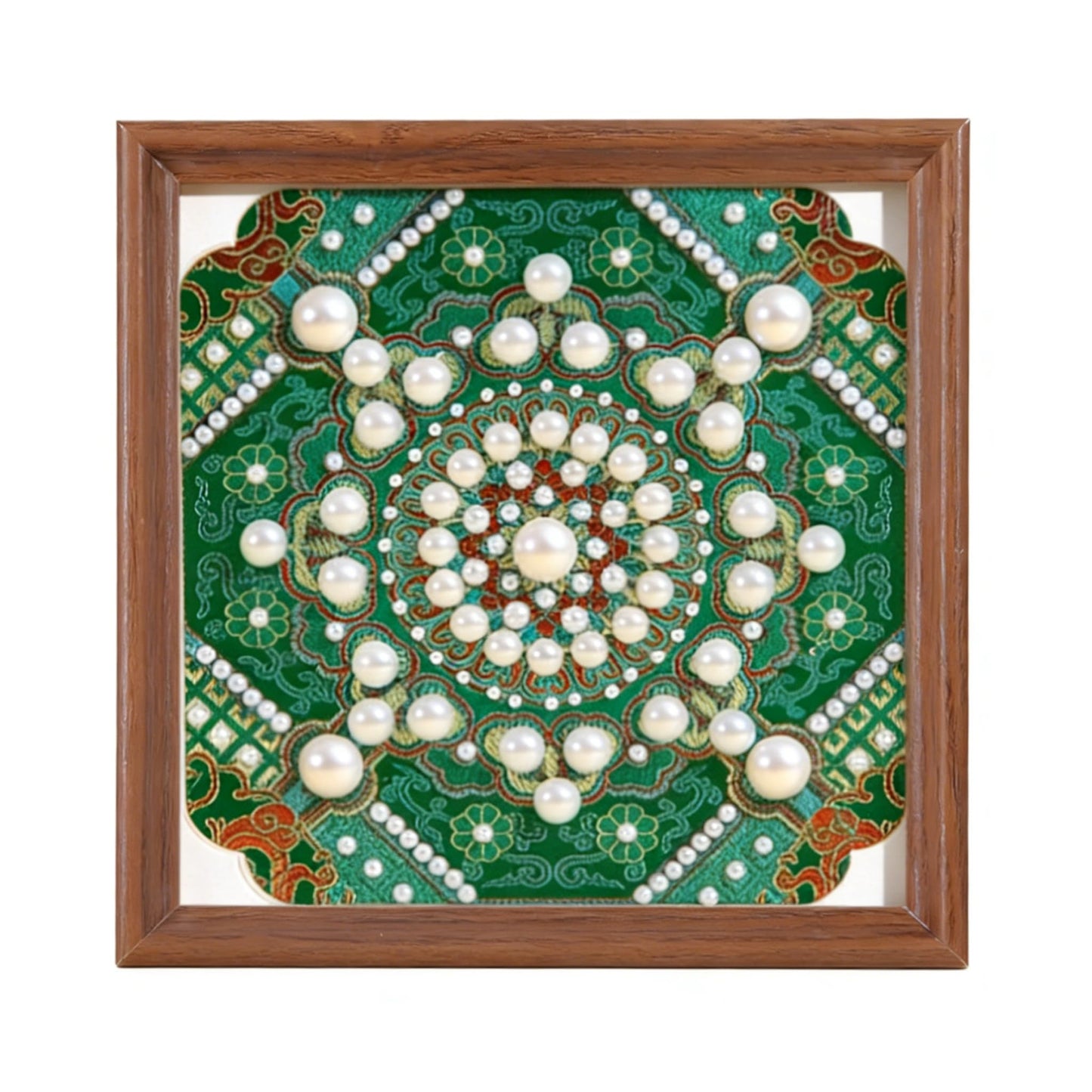 Pearl Embroidery Painting Set, DIY Pearl Art Painting Set, Bead Embroidery Kit for Adults，Craft Lover All Supplies and Picture Frame (Green)