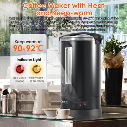 HOMOKUS Commercial Coffee Urn,120 Cup Commercial Coffee Maker,18L Double Wall Stainless Steel Large Hot Coffee Dispenser Hot Water Urn,1500W Quick Brew Electric Coffee Percolator (Dark Grey)