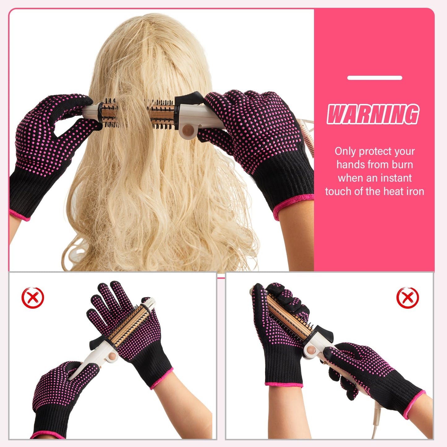 Suhine 20 Pcs Professional Heat Resistant Gloves for Hair Styling Curling Heat Resistant Work Gloves(Silicone Bumps Style)
