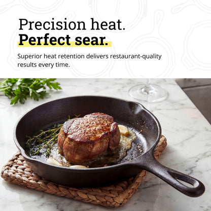 Lodge Seasoned Cast Iron Skillet - PFAS-Free, Non-Toxic Cookware - Use with an Oven, Stove, Grill, or Campfire - Naturally Non-Stick & Oven Safe - 6.5 Inches