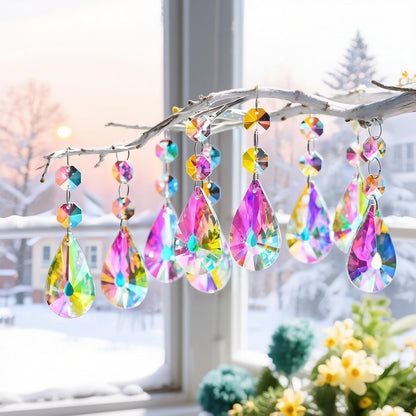 25pcs 50mm kanpura Crystal Prisms Chandelier Suncatcher Beads Replacement Colorful Hanging Crystals for Chandeliers